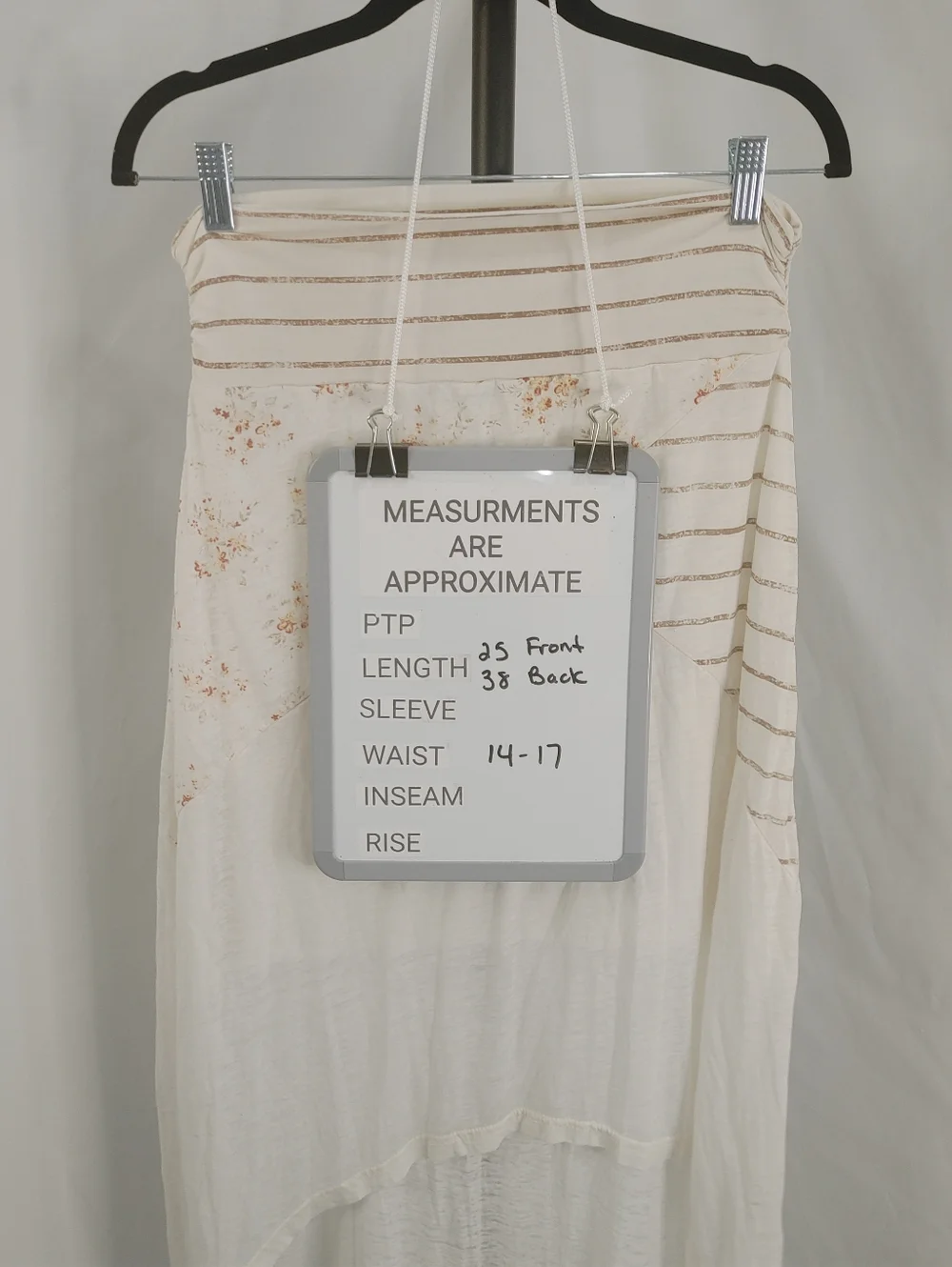 Luv 4 Anouka Skirt Womens Large Boho High Low Flowy Ivory Elastic Waist - Picture 12 of 13